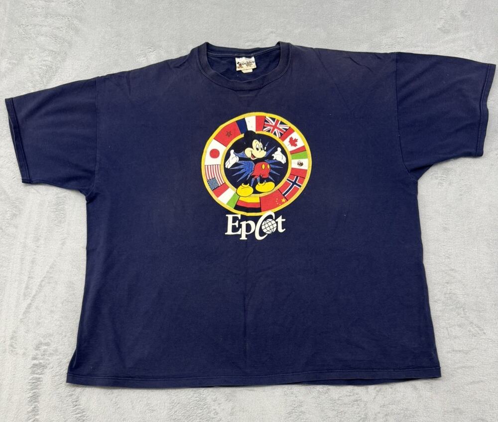 Vtg Walt Disney World EPCOT Mickey Mouse Inc T Shirt Mens 2XL